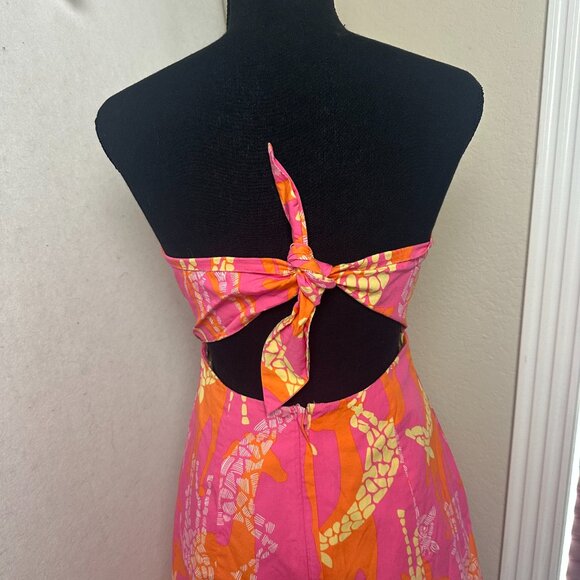 Lilly Pulitzer Dress Womens 4 Giraffe Print Pink Yellow Orange mini strapless - Picture 7 of 8